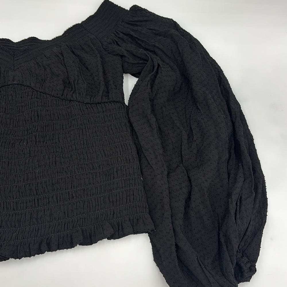 AllSaints Tia Texture Puff Sleeve Top - Picture 2 of 7